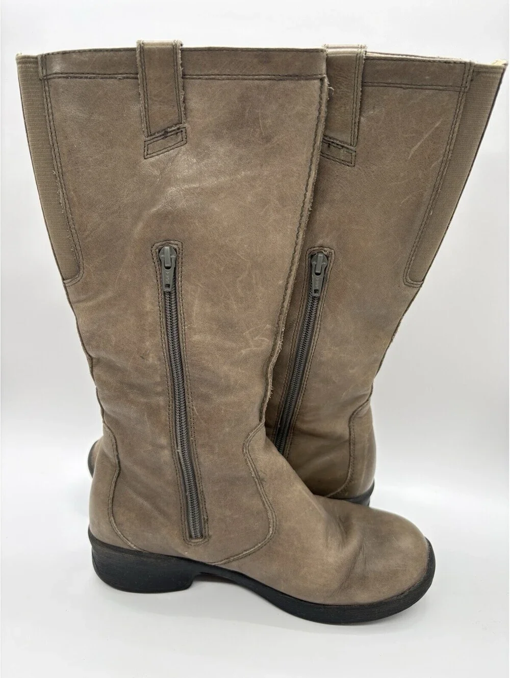 KEEN Tyretread Tall Leather Boots Gray Taupe Womens Sz 7.5 1011463 Zip Up